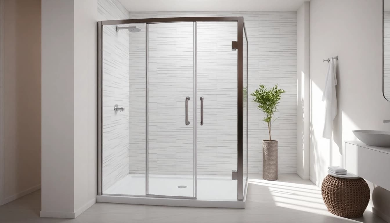 Moderne duschkabine 80x80 eckeinstieg mit stylishen Glaswänden in elegantem Badezimmer.