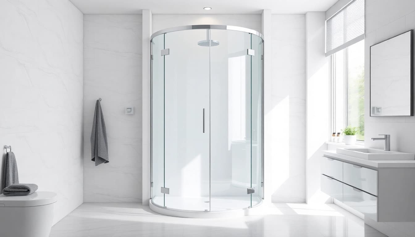 Elegantes Design der duschkabine 80x80 eckeinstieg in einem modernen Badezimmer.