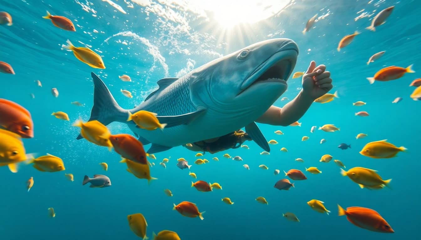 Tauchen in Mexiko: Ein Taucher erkundet die farbenfrohe Unterwasserwelt um ein Korallenriff.