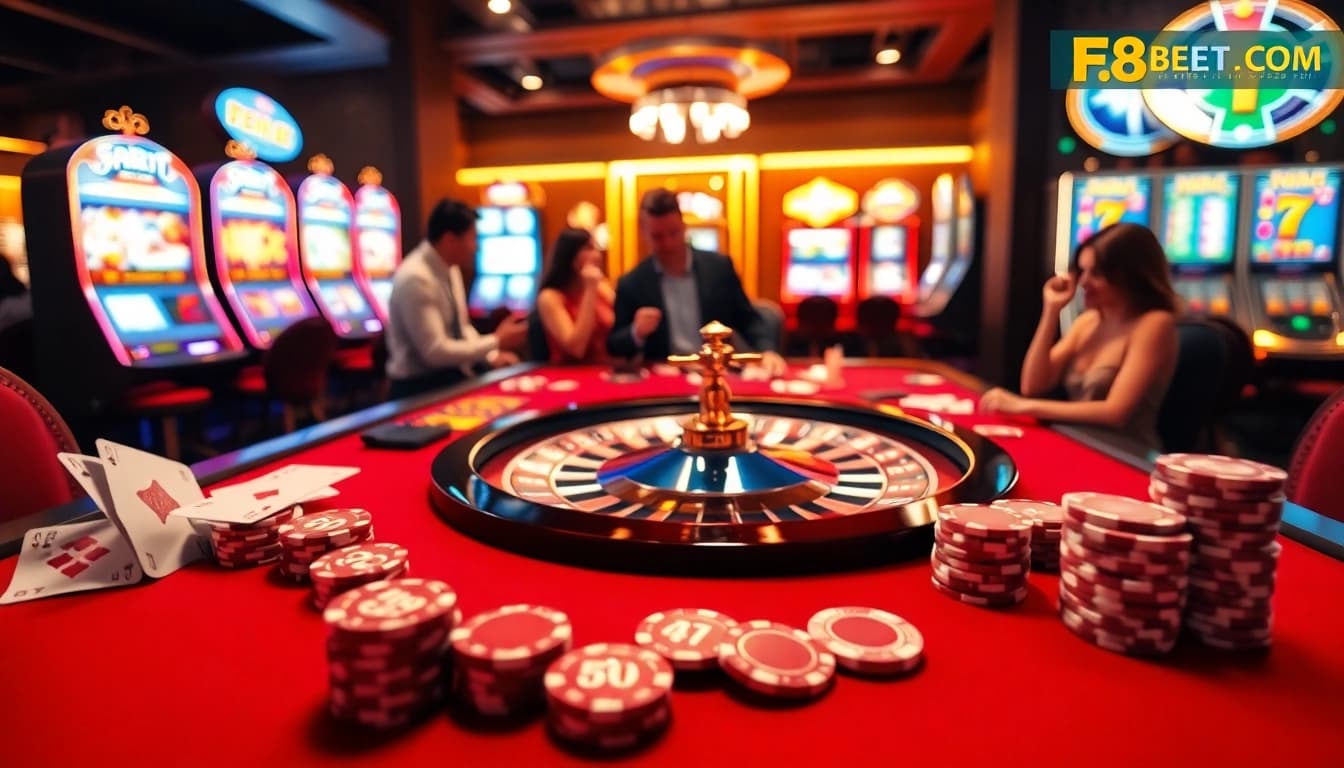 Experience the luxury of F8BET.COM with exciting casino games, poker tables, and roulette wheels.