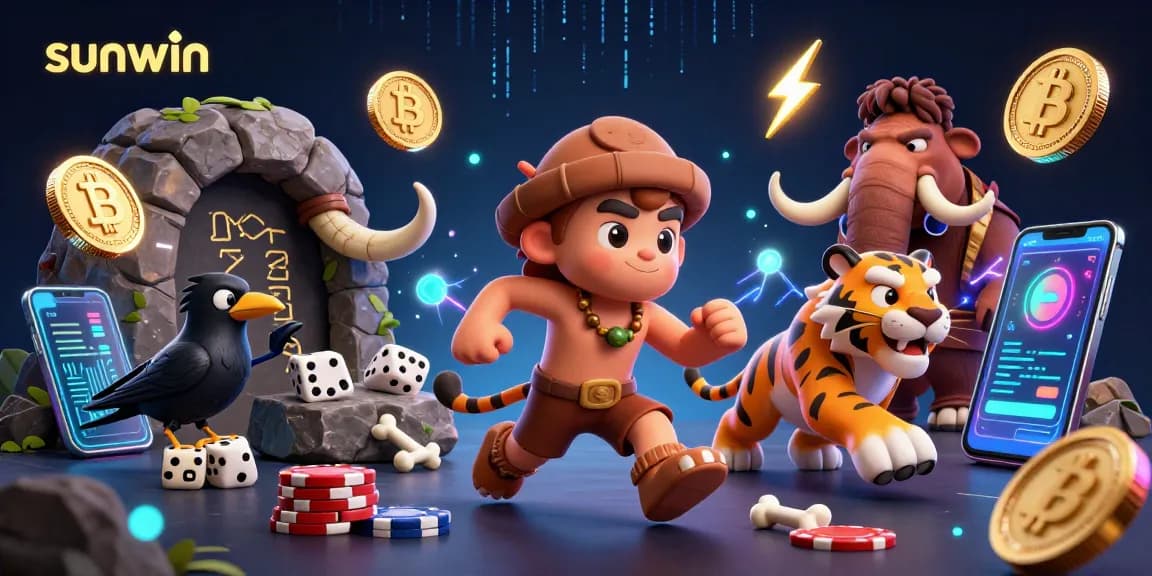 Experience thrills at Sunwin's colorful gambling scene with a prehistoric flair, showcasing Bitcoin and Ethereum.