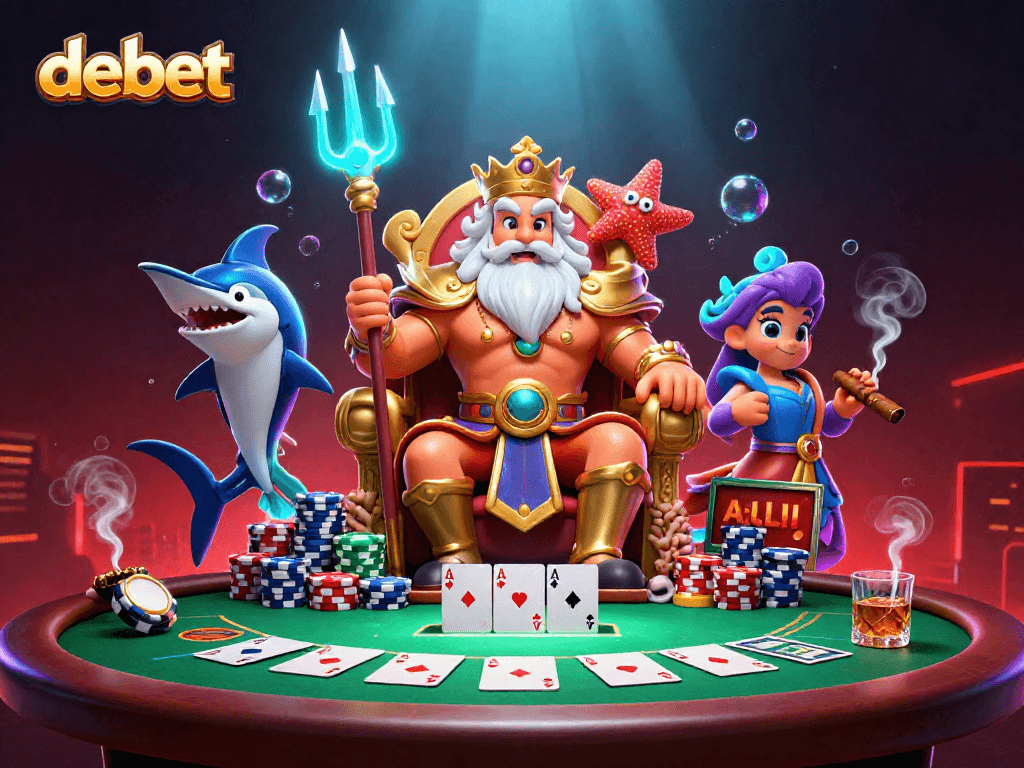 Engage with debet's vibrant poker scene featuring Neptune and dynamic casino elements.