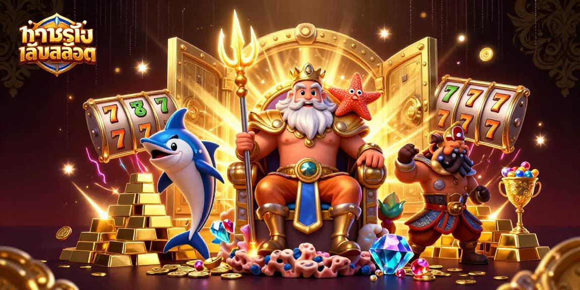 Experience ทดลองเล่นสล็อต by spinning vibrant slot reels and winning treasures with Neptune and his companions.