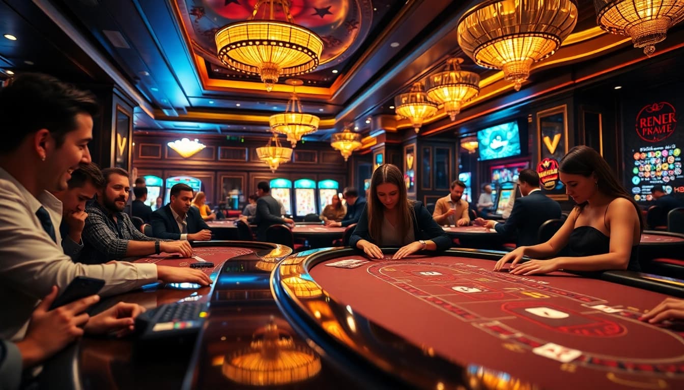 Játékosok élvezik az online kaszinó izgalmát pókeren és blackjacken.