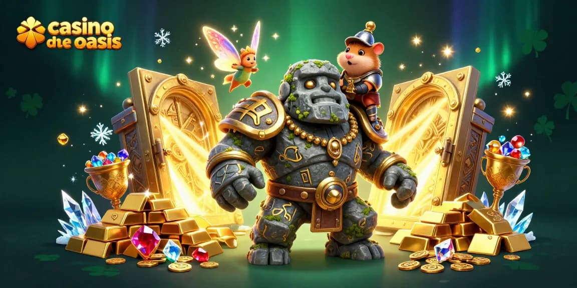 Experience the thrill of casino ohne oasis with enchanting 3D characters surrounded by treasure.