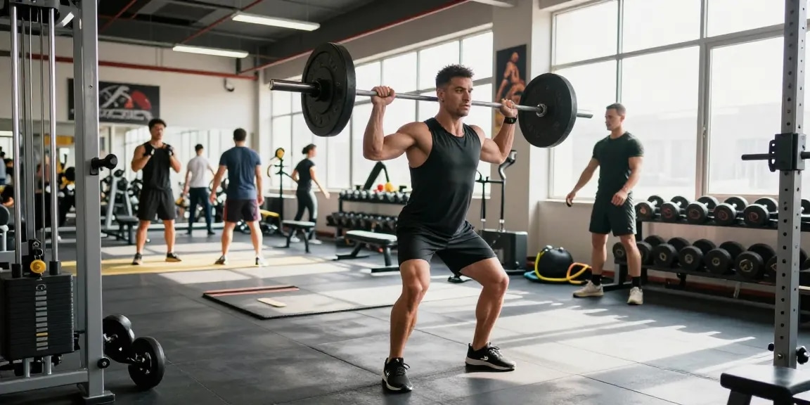 Fitnessenthusiast hebt Gewichte im Anabolika Shop inspirierenden Gym, Anabolika Shop für Muskelaufbau