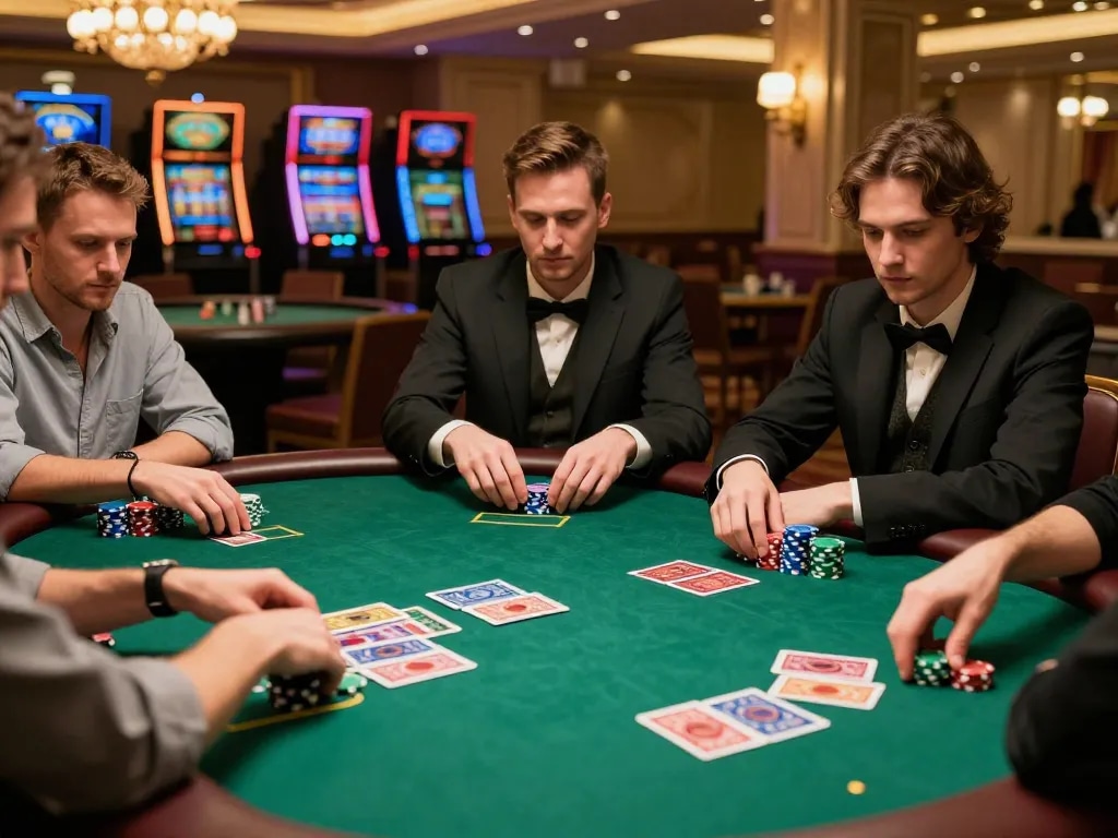 Players at a dynamic poker game at 68 Game Bài, showcasing strategy and engagement.