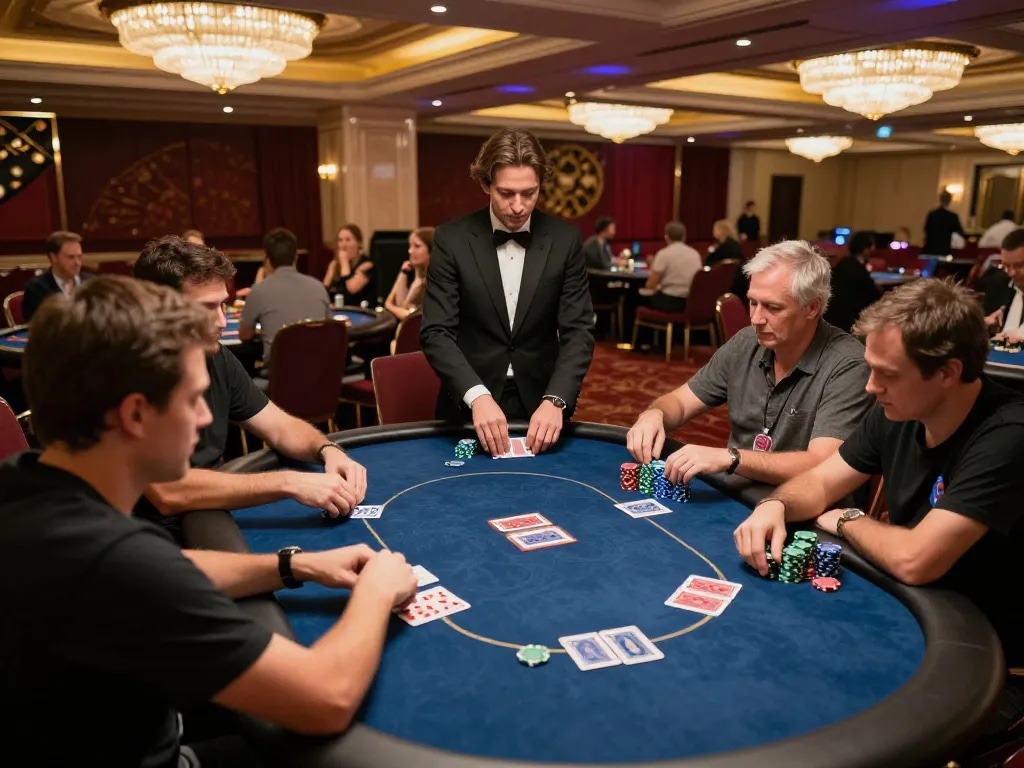Players experiencing strategic poker gameplay at Rik vip's upscale casino.