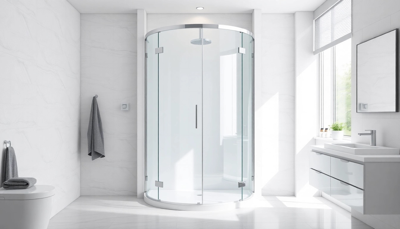 Elegantes Design der duschkabine 80x80 eckeinstieg in einem modernen Badezimmer.