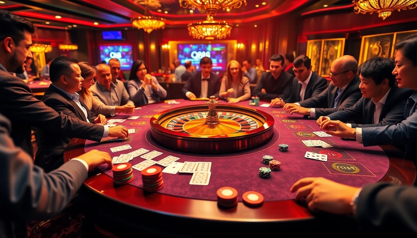 Experience the thrill of high-stakes gambling at qh88 casino with vibrant tables and eager players.