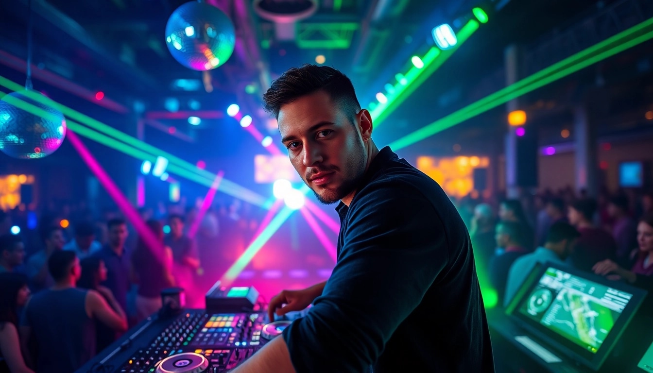 DJ in München begeistert das Publikum auf einer lebhaften Tanzfläche mit energiegeladener Musik.
