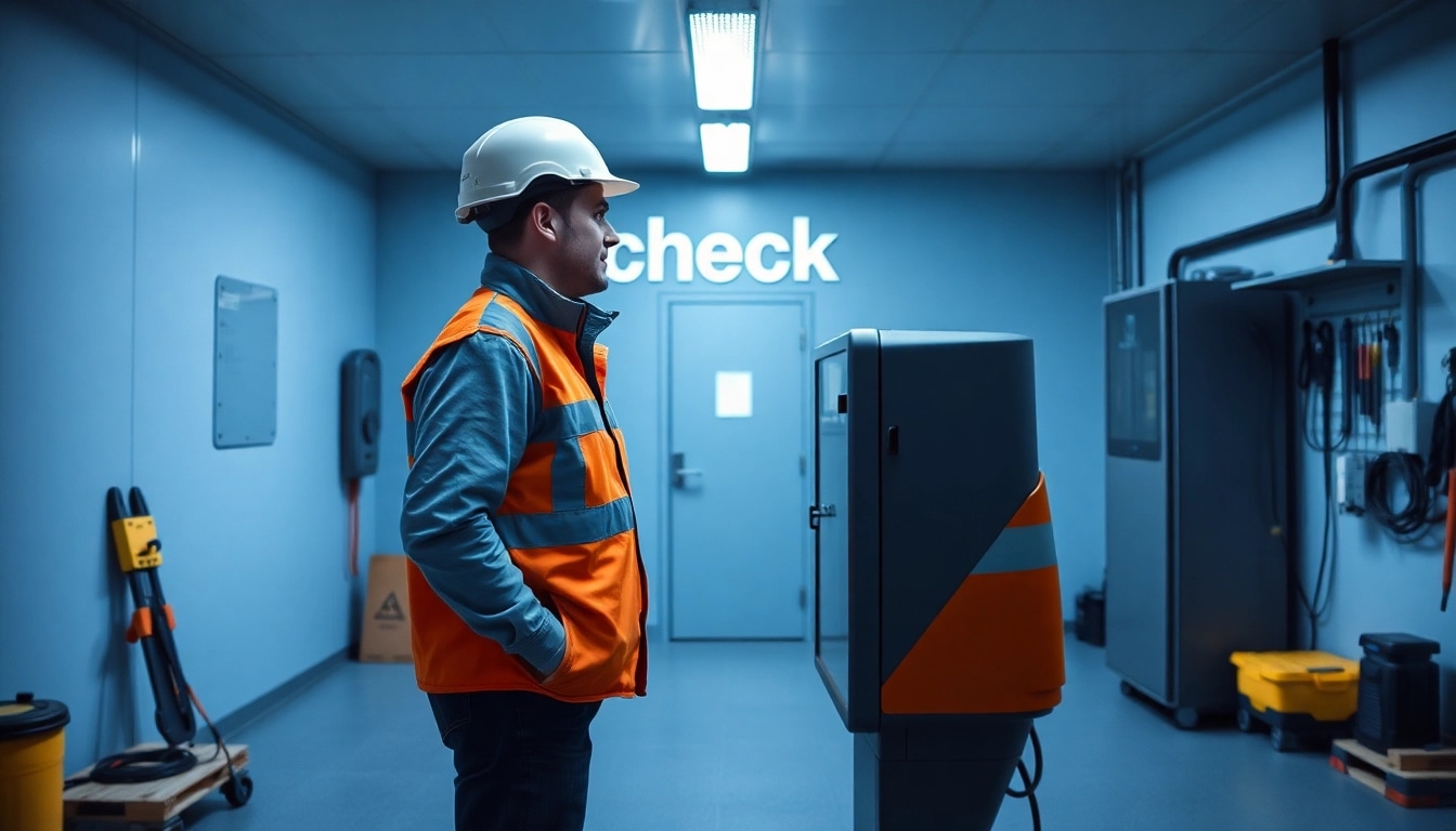 Techniker führt einen DGUV V3 check an elektrischem Gerät durch.