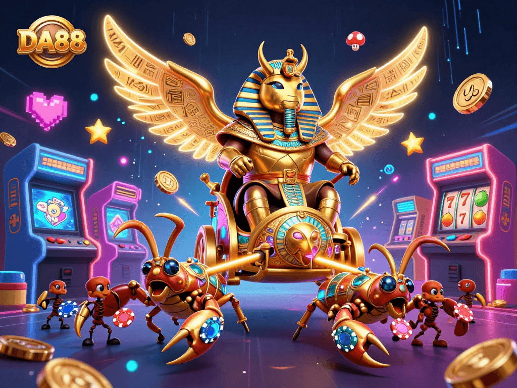 Engage in thrilling gameplay with DA88 featuring vibrant 3D casino elements and characters.