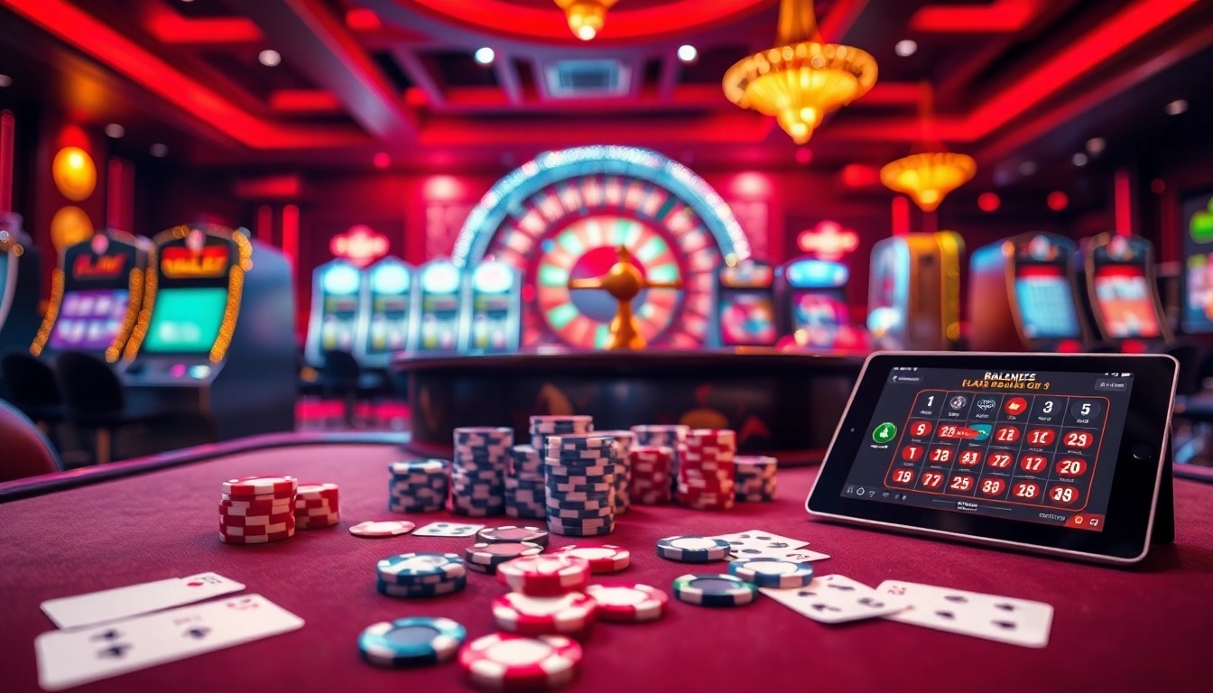 Experience the excitement of gambling at https://topclub.website/ with poker chips and a roulette wheel.