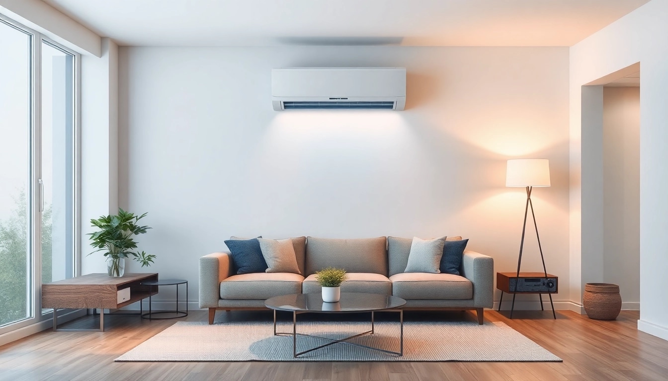 Klimaanlagen in an elegant living room, highlighting energy efficiency and modern design.