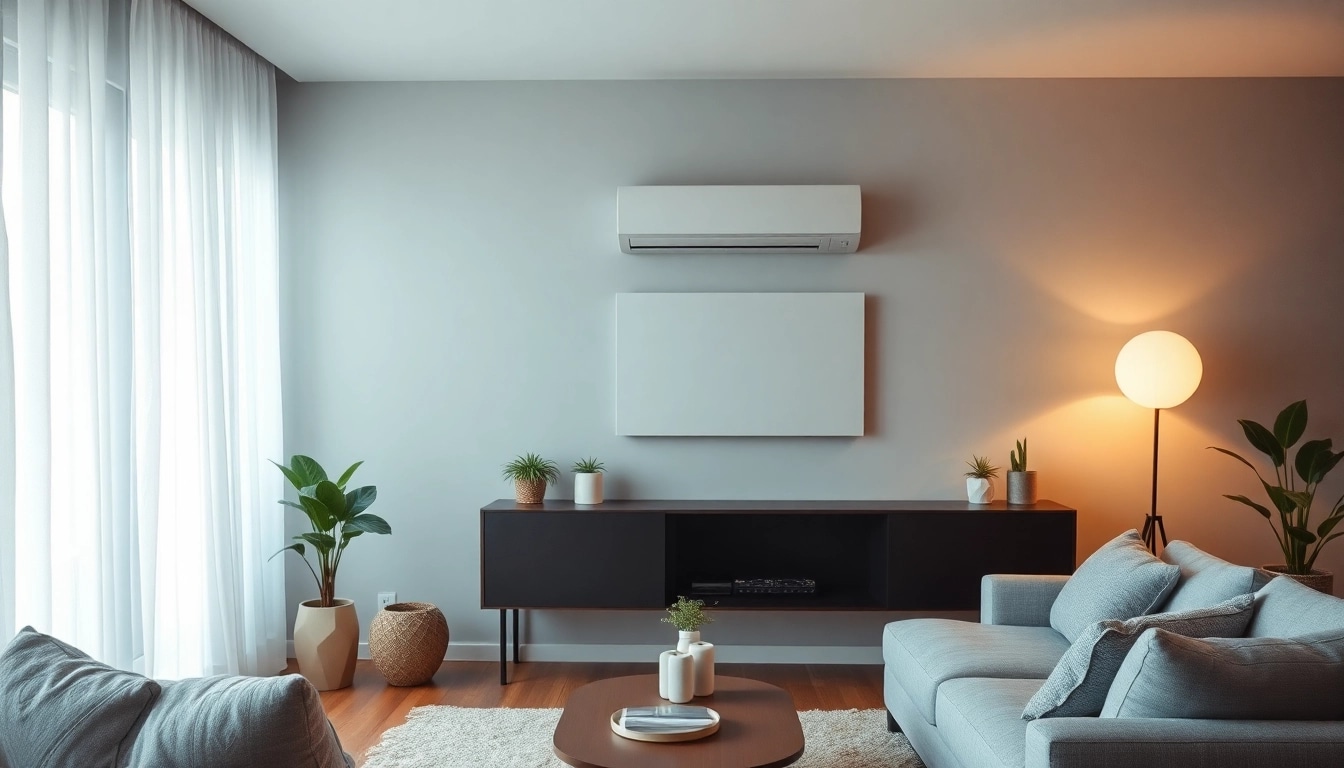 Effiziente Klimaanlage mit modernem Design zur optimalen Kühlung in einem stilvollen Raum.