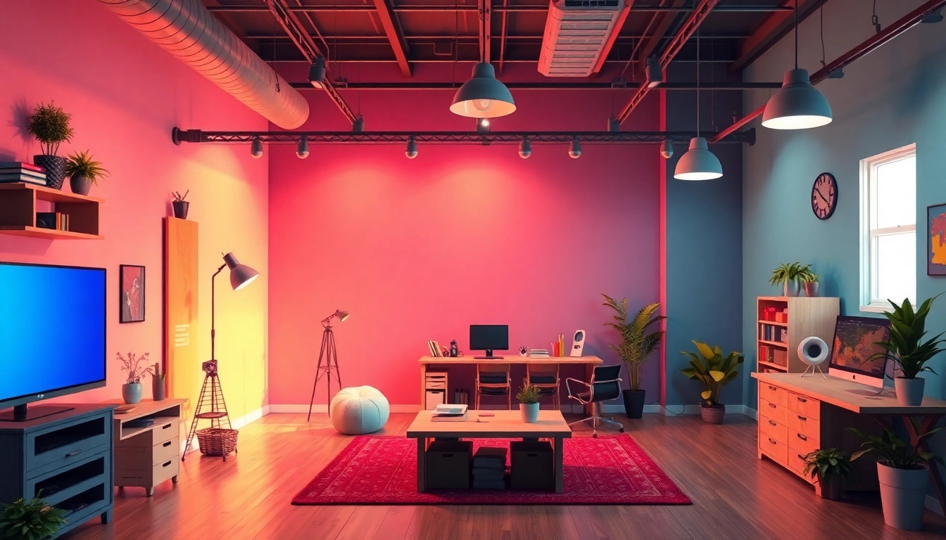 Animationsstudio zeigt Animatoren bei der Arbeit mit modernen Tools und Technologien.