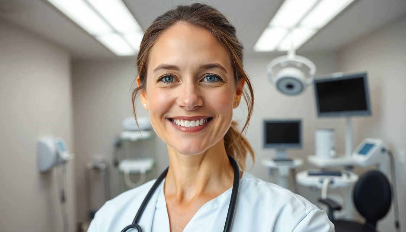 Professionelle Hautärztin 1100 Wien berät Patienten in einer modernen Ordination.