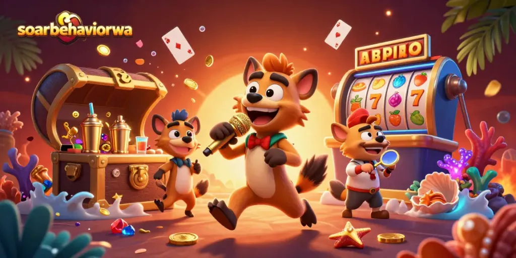 Engage with exciting gameplay at soarbehaviorwa while hyenas celebrate in a vibrant casino scene.