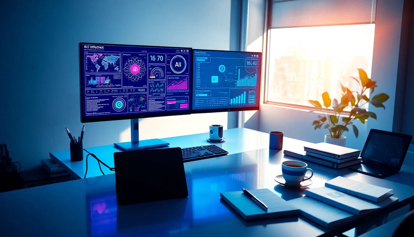 Engaging workspace showcasing 18+ AI technologies in a modern setting.