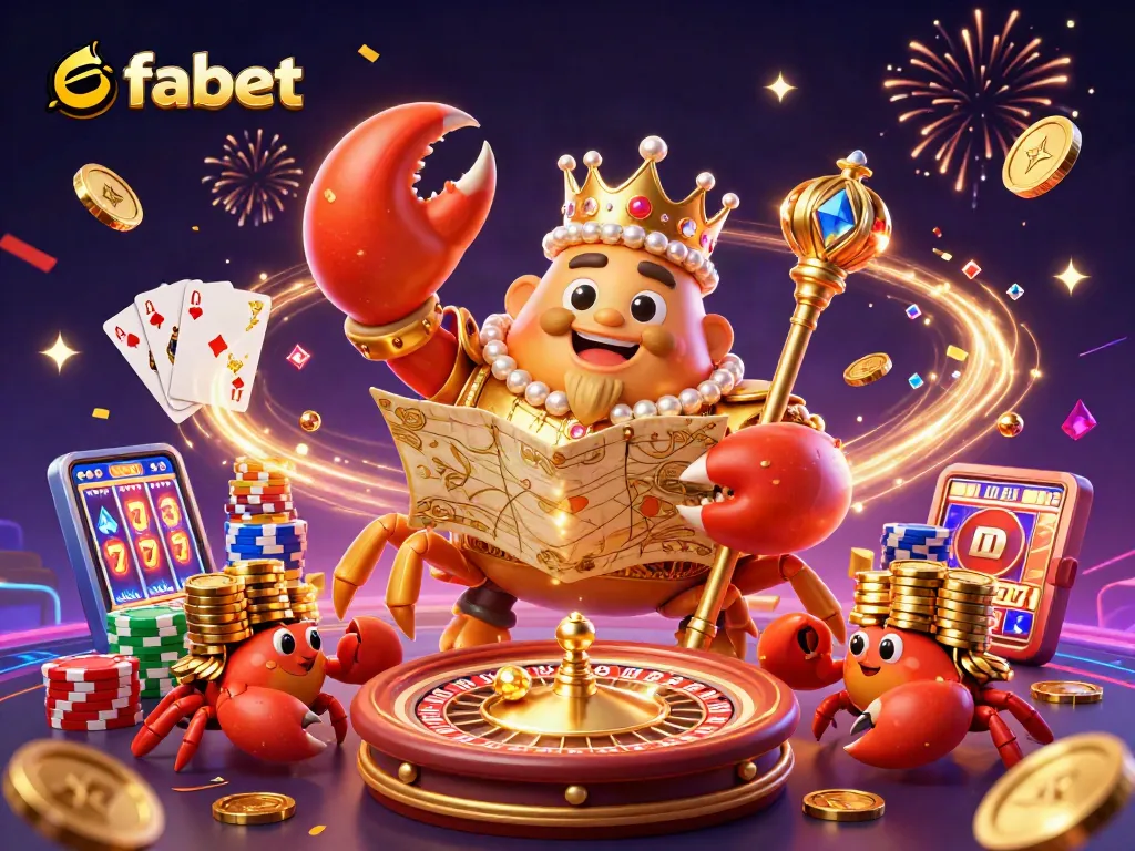 Boost your gameplay with fabet's thrilling casino experience featuring a golden crab emperor in action.
