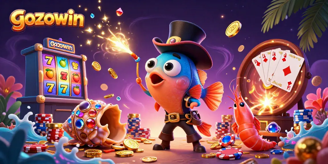 Spin to win with gozowin as the anglerfish, shrimp, and sea snail capture golden coins.