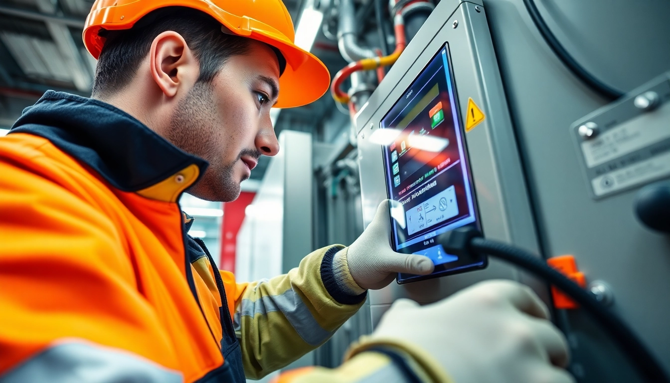 Technician conducting a DGUV V3 Prüfung, ensuring safety on electrical equipment in a professional setting.