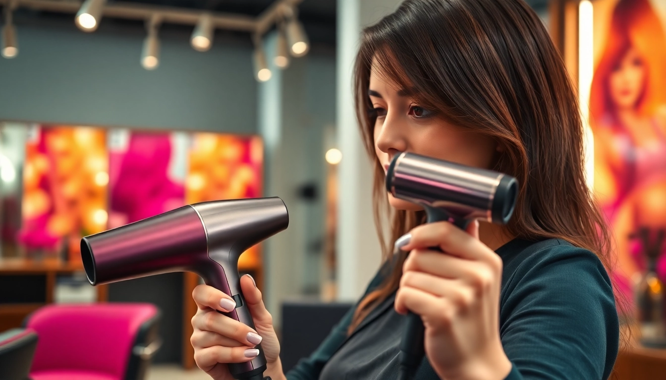 Erleben Sie den laifen haartrockner, wenn er von einer Haarstylistin in einem modernen Salon verwendet wird.