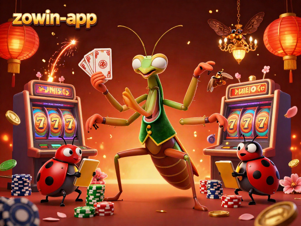 Experience thrilling gameplay with zowin-app as a giant mantis dealer and ladybug pit boss bring excitement to life.
