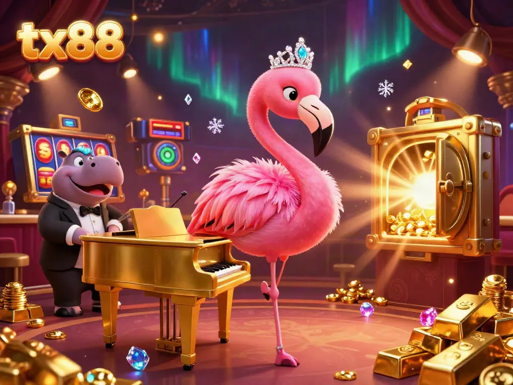 Experience the thrill of tx88 with a vibrant casino scene showcasing lively characters and dazzling game elements.