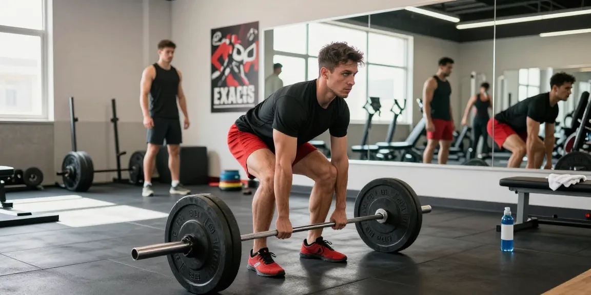 Sportlicher Mann trainiert im Steroidshop-Fitnessstudio, hebt Gewichte, um Muskelkraft aufzubauen.