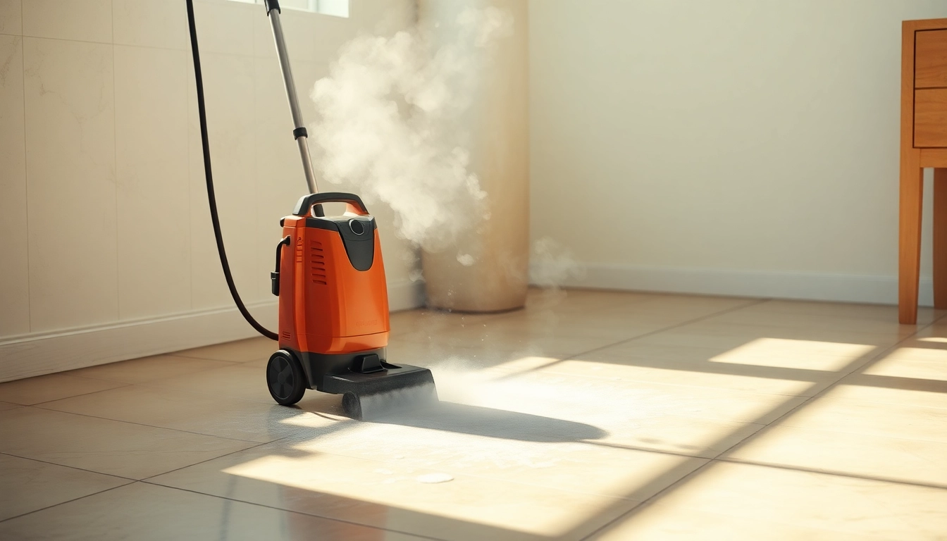 Experience the efficiency of a dampfreiniger while cleaning tiles with powerful steam.