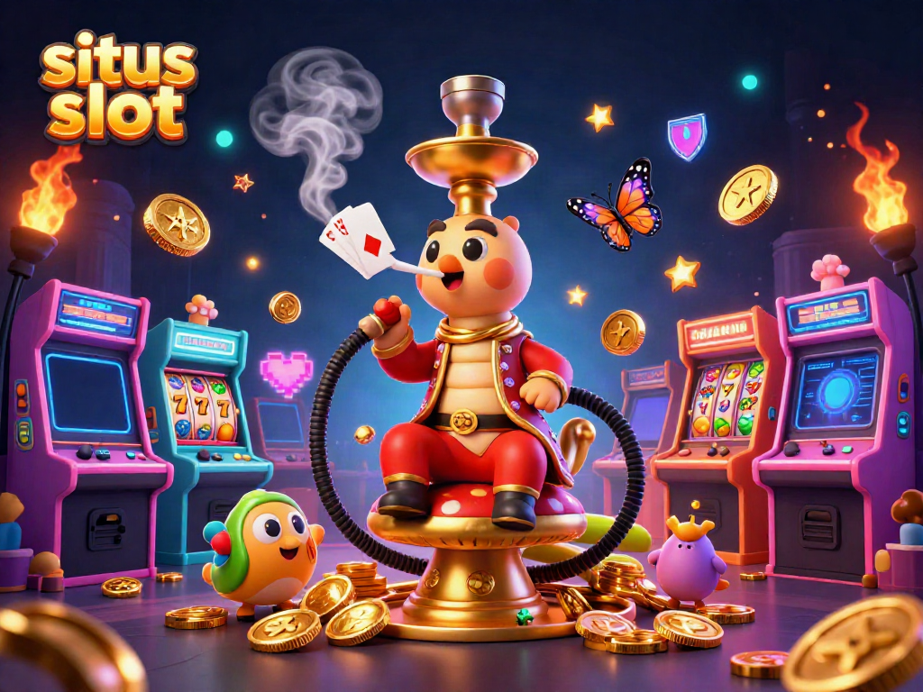 Engage with situs slot's vibrant world featuring slot reels and a mystical caterpillar master