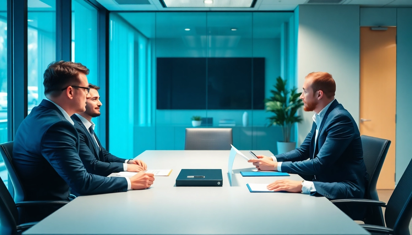 Unternehmensberatung: Berater diskutieren Strategien in einem modernen Büro, fördern Zusammenarbeit und Innovation.