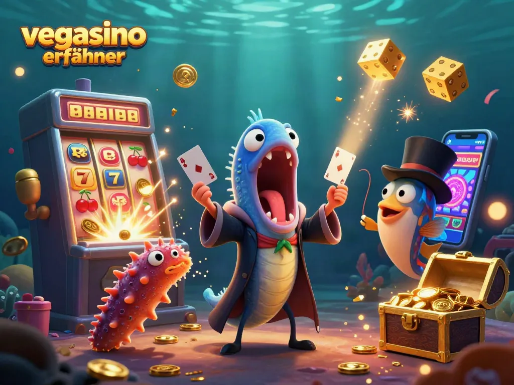 Experience thrilling vegasino erfahrungen with an engaging 3D casino scene featuring vibrant gambling elements.