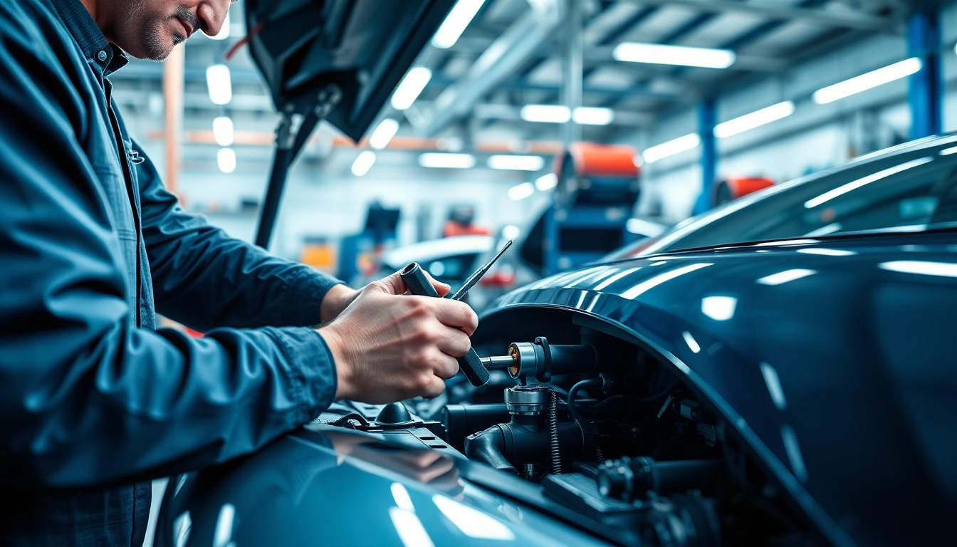 Das wichtigste ist !!! eine spannende Darstellung eines Mechanikers, der an einem modernen Fahrzeug arbeitet.