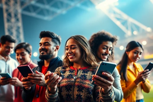 Erleben Sie die Aufregung von Online sports betting with bitcoin in einer lebhaften Szene mit Spielern.