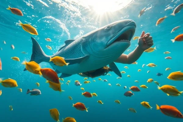 Tauchen in Mexiko: Ein Taucher erkundet die farbenfrohe Unterwasserwelt um ein Korallenriff.