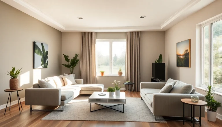 Gestalte den Raum effektiv mit modernen Möbeln und warmen Farben für ein einladendes Ambiente.
