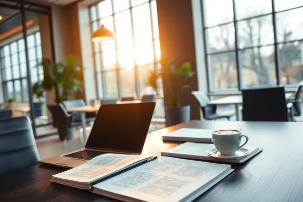 Visualisiere Headhunter Solingen in einem modernen, inspirierenden Büro mit eleganten Details und einladender Atmosphäre.