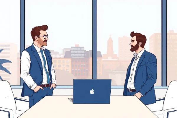 Headhunter Oberhausen bespricht Karrieremöglichkeiten mit einem Kandidaten in einem modernen Büro.