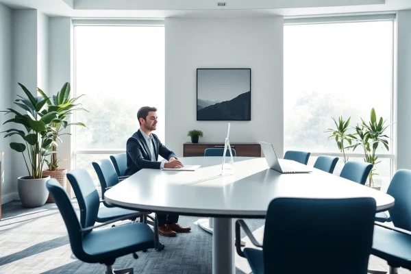 Professioneller Headhunter Agentur-Mitarbeiter im Gespräch mit einem Klienten in einem modernen Büro.