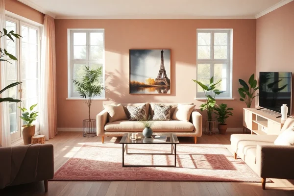 Verbessere deine Raumgestaltung mit einer stilvollen Wohnzimmereinrichtung und einer harmonischen Farbpalette.