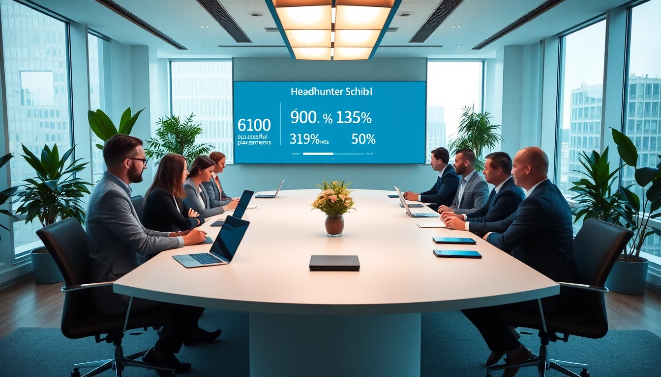 Professionals collaborating in a modern office showcasing the expertise of Headhunter Schweiz.