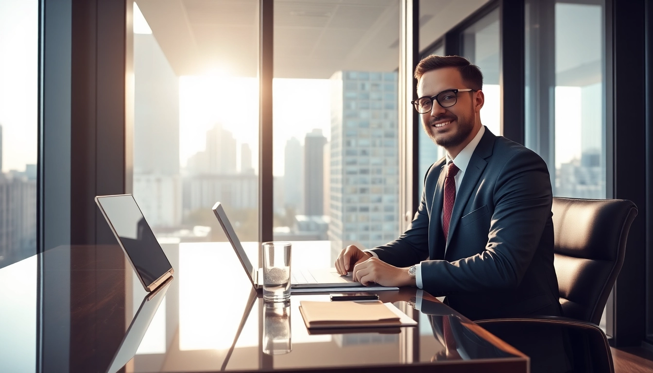 Engagierter Headhunter CEO im modernen Büro, der Gespräche führt.
