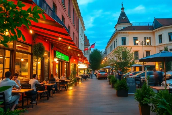 Entdecke bezaubernde Restaurants in der Nähe mit einladenden Außenbereichen und lebhafter Atmosphäre.
