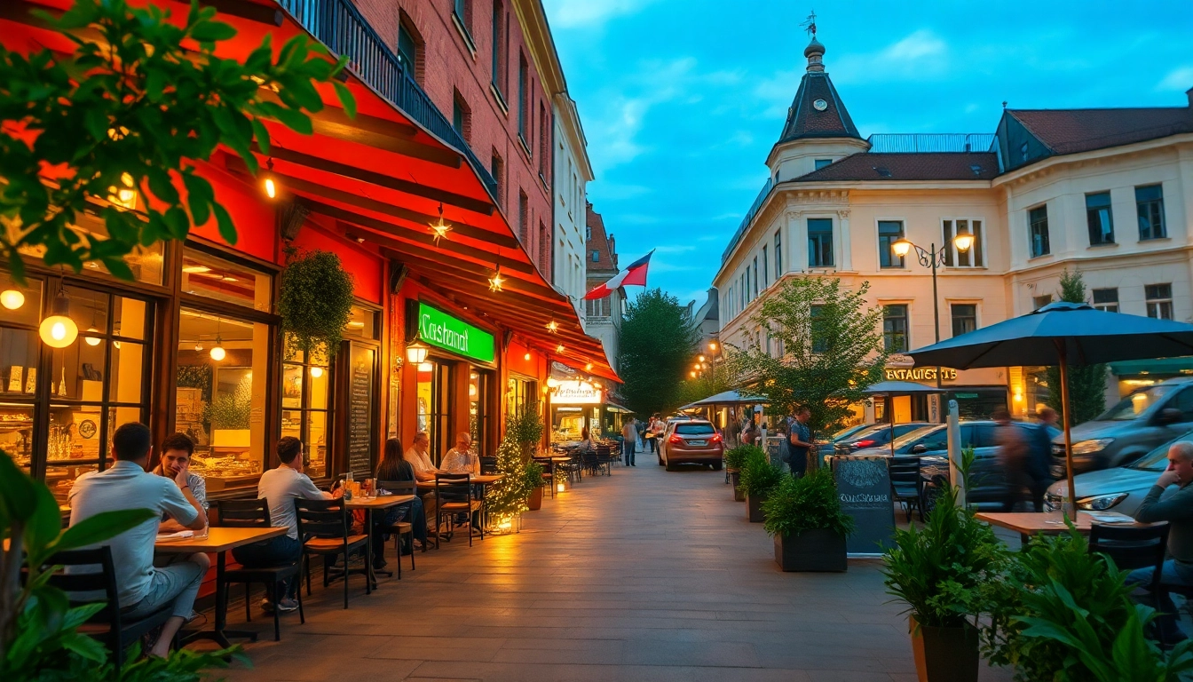 Entdecke bezaubernde Restaurants in der Nähe mit einladenden Außenbereichen und lebhafter Atmosphäre.