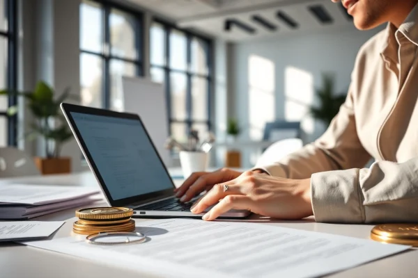 Zertifizierter Übersetzer bei der Arbeit, der verifizierte Übersetzungen für juristische Dokumente anfertigt.