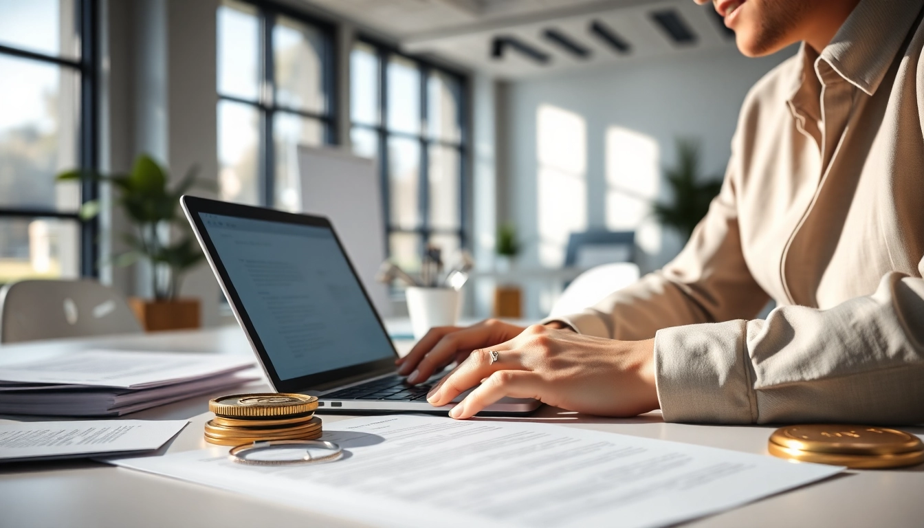 Zertifizierter Übersetzer bei der Arbeit, der verifizierte Übersetzungen für juristische Dokumente anfertigt.