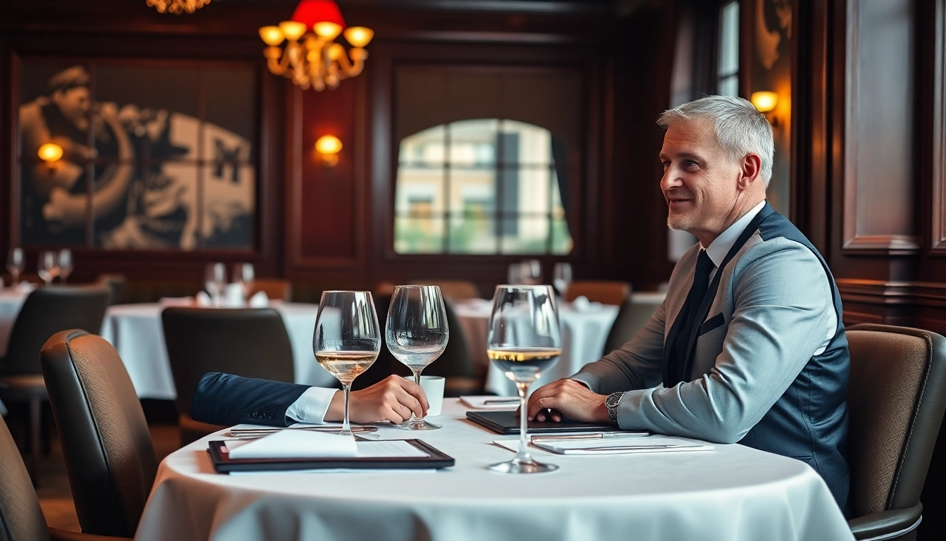 Headhunter Gastronomie in an elegant restaurant, engaging with a candidate.
